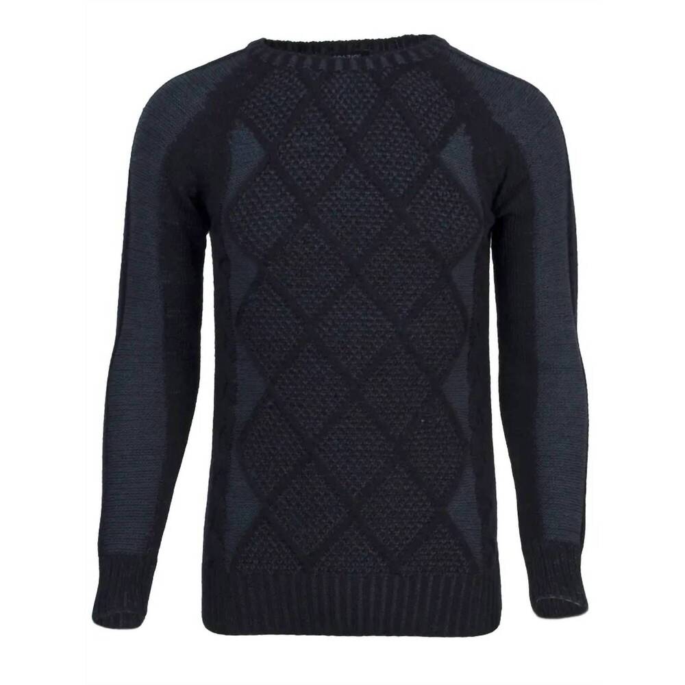 NEW SPAZIO men's long sleeve quilted sweater in navy